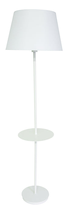 Vernon 3-bulb Floor Lamp with Table in White with Fine White Linen Shade