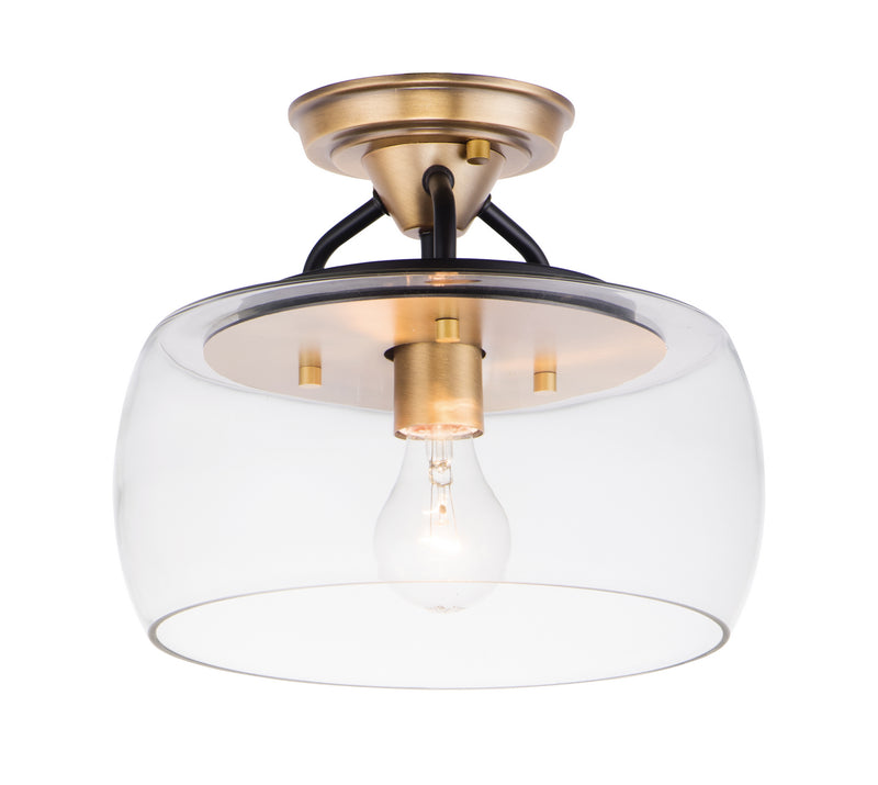 Goblet 1-Light Semi Flush Mount in Bronze / Antique Brass