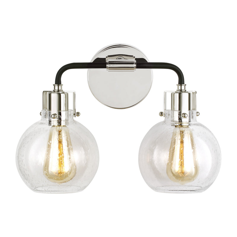 Clara Bath Sconce in Polished Nickel/Textured Black with Clear Seeded�Glass