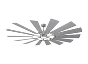 Prairie 72 Ceiling Fan in Brushed Steel with Washed Oak / Silver Blade