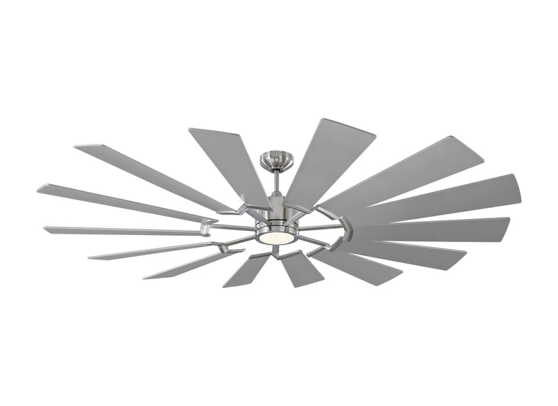 Prairie 72 Ceiling Fan in Brushed Steel with Washed Oak / Silver Blade