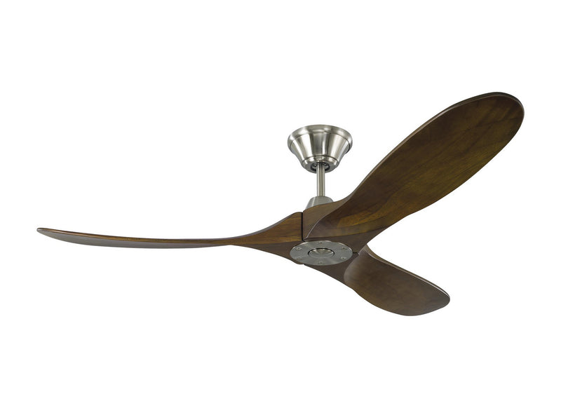 Maverick II Ceiling Fan in Brushed Steel with Dark Walnut Blade