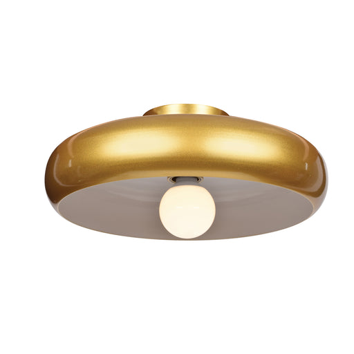 Bistro (s) Round Colored LED Semi Flush Mount in Gold and White Finish