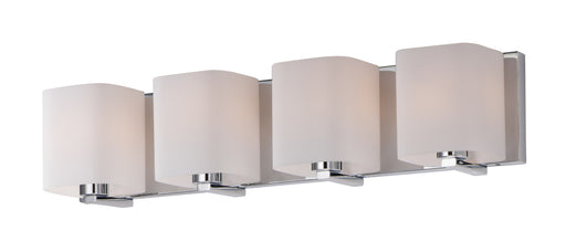 Wrap 4-Light Bath Vanity in Polished Chrome with Satin White Glass & Shade - Lamps Expo