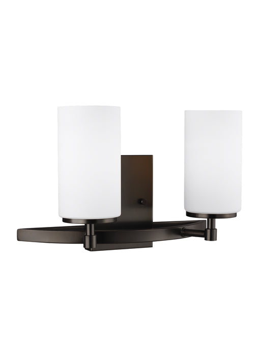 Alturas Two Light Wall/Bath in Brushed Oil Rubbed Bronze with Etched / White Inside�Glass
