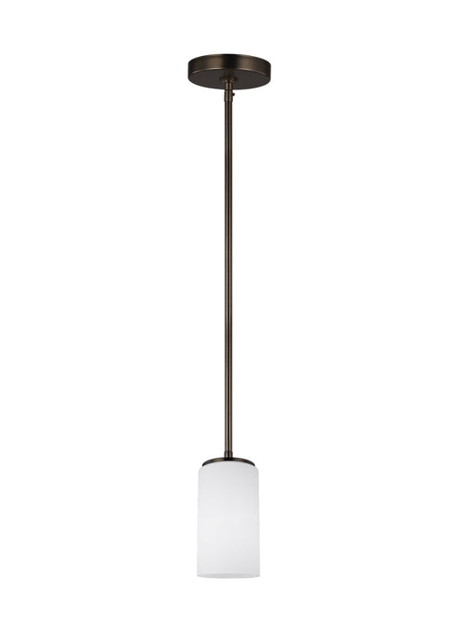 Alturas One Light Mini-Pendant in Brushed Oil Rubbed Bronze with Etched / White Inside�Glass