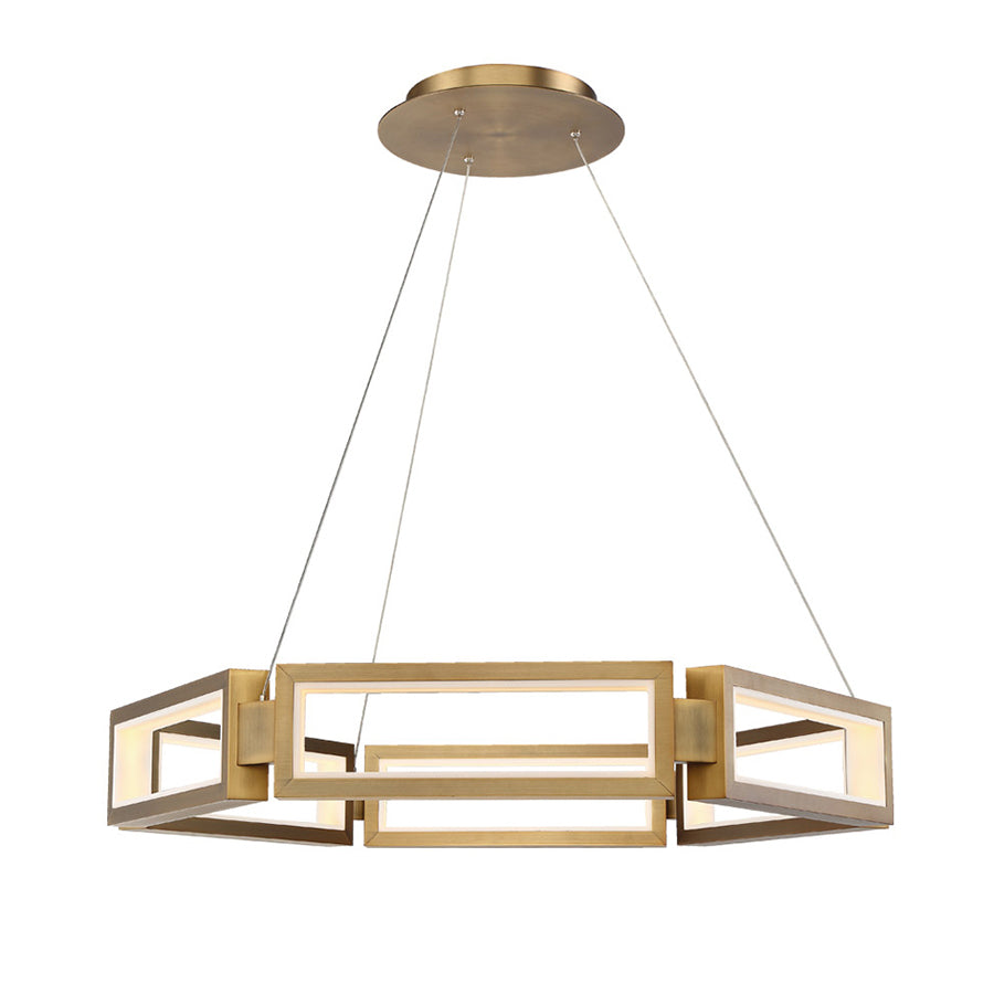 Mies LED Chandelier in Aged Brass - Lamps Expo