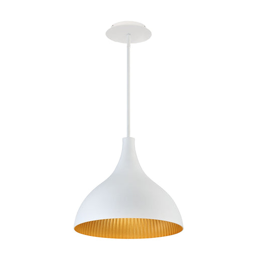 Copa LED Outdoor Pendant in White Gold Ribbed - Lamps Expo