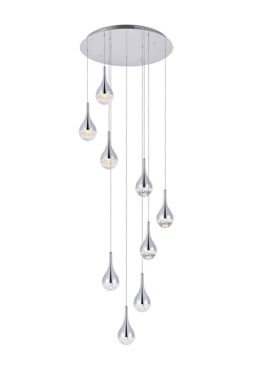 Amherst 9-Light Chandelier in Chrome with Clear Crystal