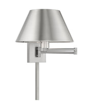 1 Light Swing Arm Wall Lamp in Brushed Nickel