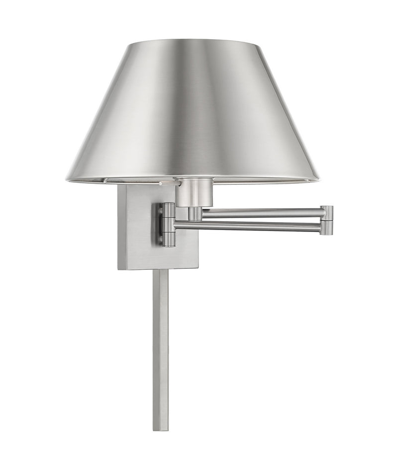 1 Light Swing Arm Wall Lamp in Brushed Nickel