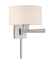 1 Light Swing Arm Wall Lamp in Brushed Nickel