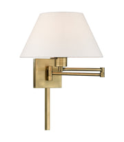 1 Light Swing Arm Wall Lamp in Antique Brass