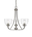 Ashton 3 Light Chandelier in Brushed Nickel with Clear Glass