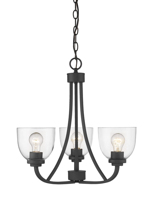 Ashton 3 Light Chandelier in Bronze with Clear Glass
