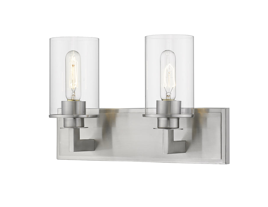 Savannah 2 Light Vanity in Brushed Nickel with Clear Glass