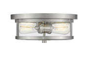 Savannah 2 Light Flush Mount in Brushed Nickel with Clear Glass