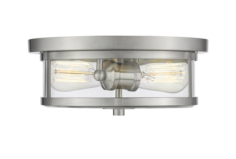 Savannah 2 Light Flush Mount in Brushed Nickel with Clear Glass