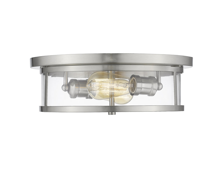 Savannah 2 Light Flush Mount in Brushed Nickel with Clear Glass