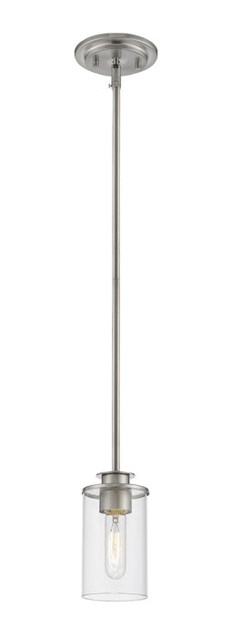 Savannah 1 Light Mini Pendant in Brushed Nickel with Clear Glass