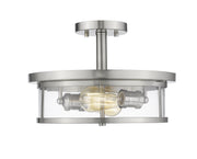 Savannah 2 Light Semi Flush Mount in Brushed Nickel with Clear Glass
