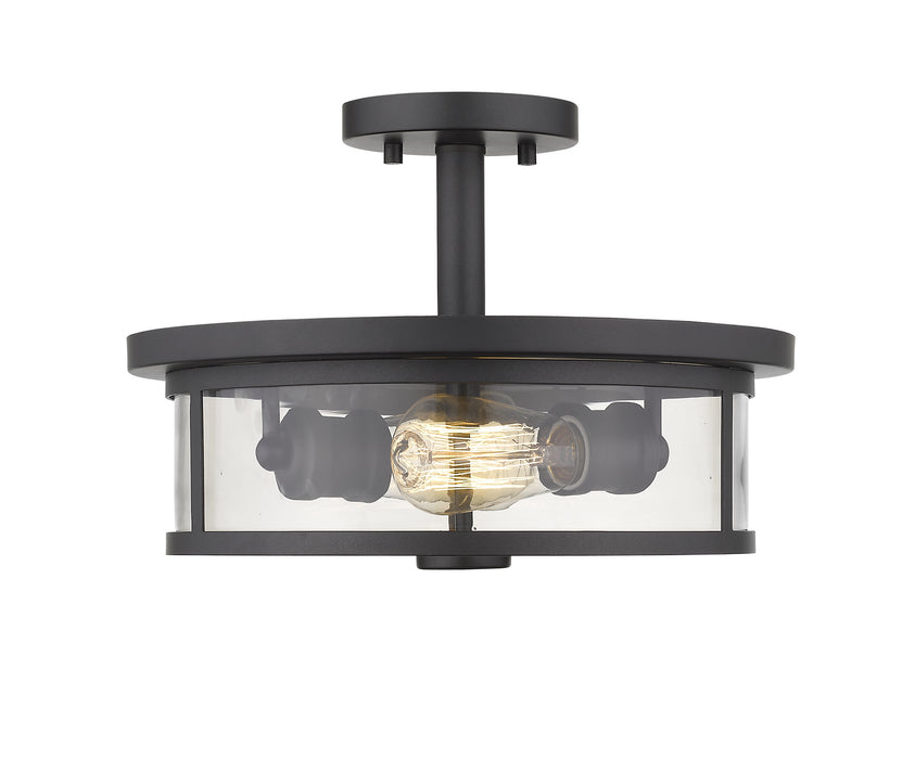 Savannah 2 Light Semi Flush Mount in Bronze with Clear Glass