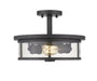 Savannah 2 Light Semi Flush Mount in Bronze with Clear Glass