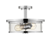 Savannah 2 Light Semi Flush Mount in Chrome with Clear Glass