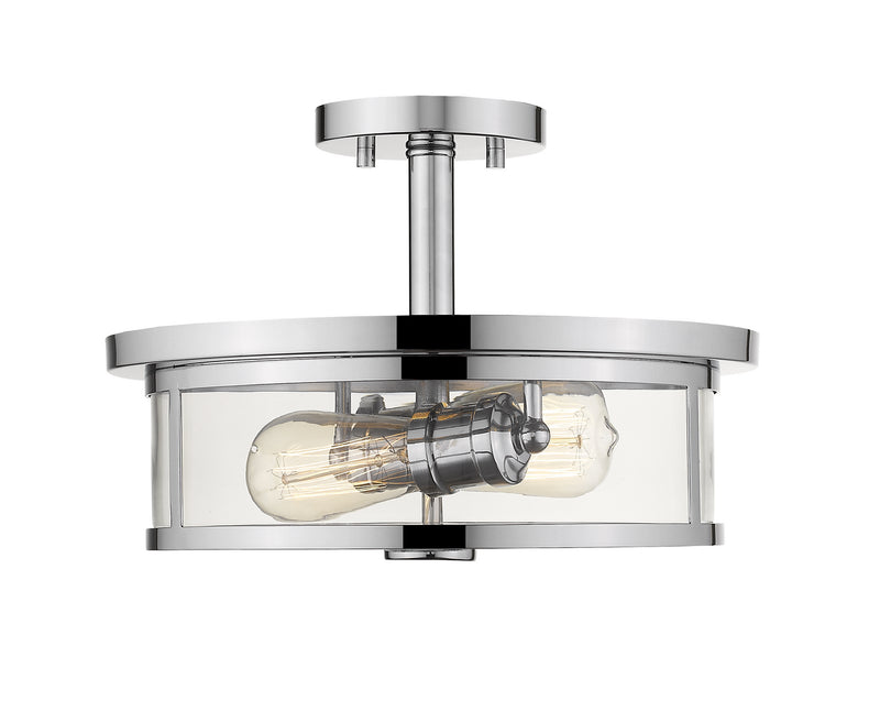 Savannah 2 Light Semi Flush Mount in Chrome with Clear Glass