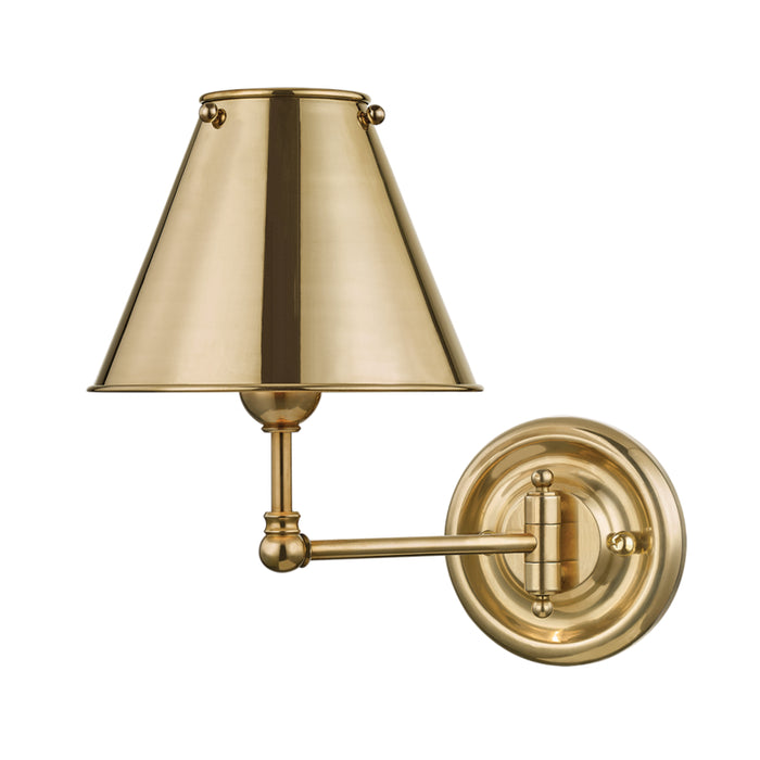 Classic No.1 1 Light Wall Sconce W/ Metal Shade in Aged Brass with Aged Brass Shade