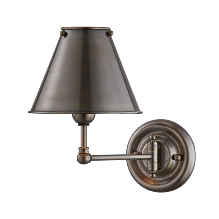 Classic No.1 1 Light Wall Sconce W/ Metal Shade in Distressed Bronze with Distressed Bronze Shade