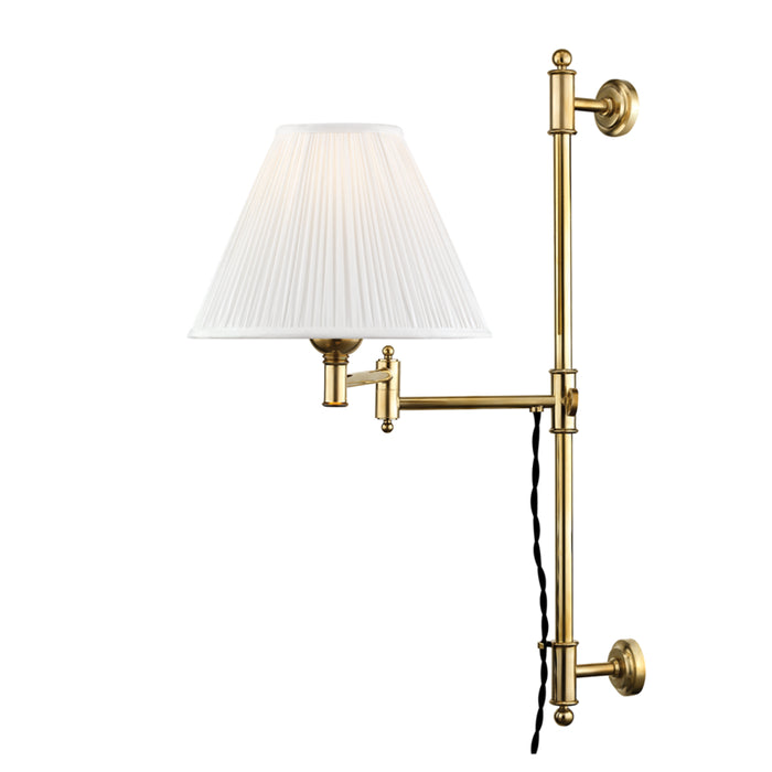 Classic No.1 1 Light Adjustable Wall Sconce in Aged Brass