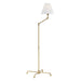 Classic No.1 1 Light Adjustable Floor Lamp in Aged Brass with Off White Silk Shade