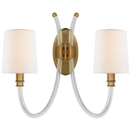 Clarice Two Light Wall Sconce in Crystal with Antique Brass