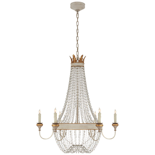 Entellina Six Light Chandelier in Vintage White and Gild