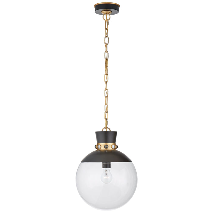 Lucia One Light Pendant in Matte Black with Gild