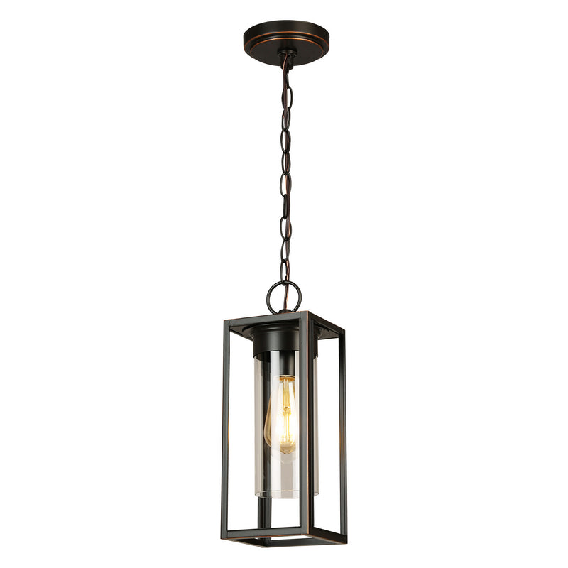 Walker Hill 1x60W Outdoor Pendant With Oil Rubbed Bronze Finish & Clear Glass