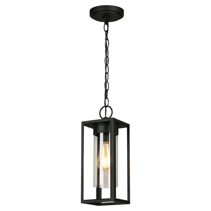 Walker Hill 1x60W Outdoor Pendant With Matte Black Finish & Clear Glass