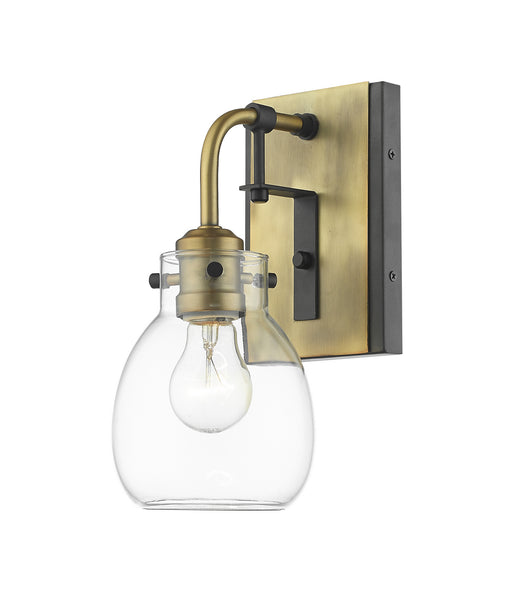 Kraken 1 Light Wall Sconce in Matte Black / Olde Brass