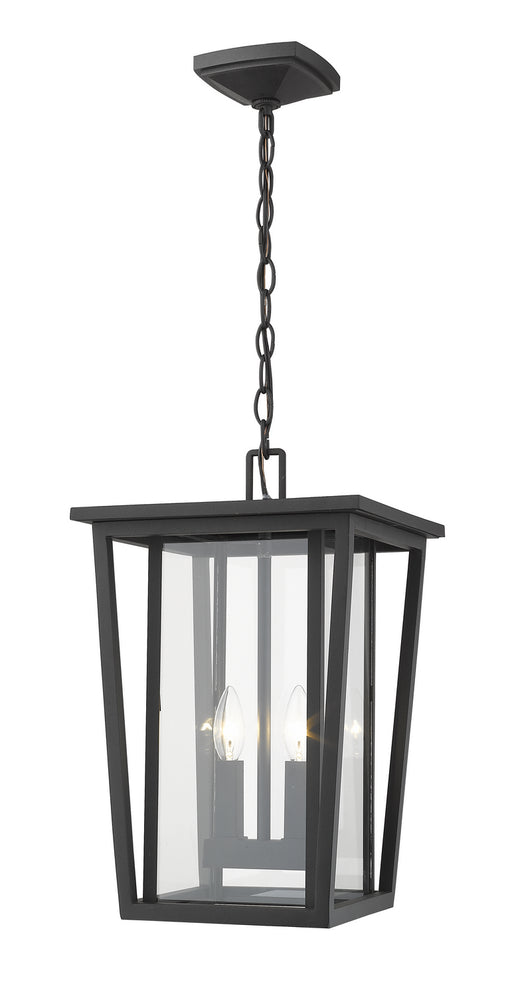 Seoul 2-Light Outdoor Chain Mount Ceiling Fixture in Black with Clear Glass - Lamps Expo