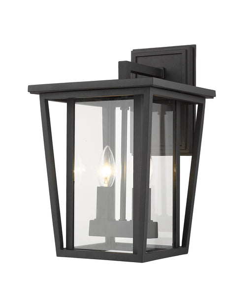 Seoul 2-Light Outdoor Wall Sconce in Black with Clear Glass - Lamps Expo