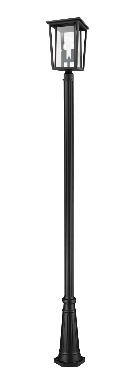 2-Light Outdoor Post Mounted Fixture in Black with Clear Glass - Lamps Expo