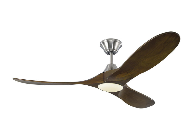Maverick II LED Ceiling Fan in Brushed Steel with Dark Walnut Blade