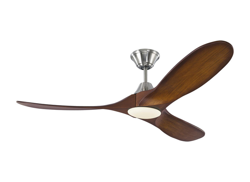 Maverick II LED Ceiling Fan in Brushed Steel with Dark Walnut Blade