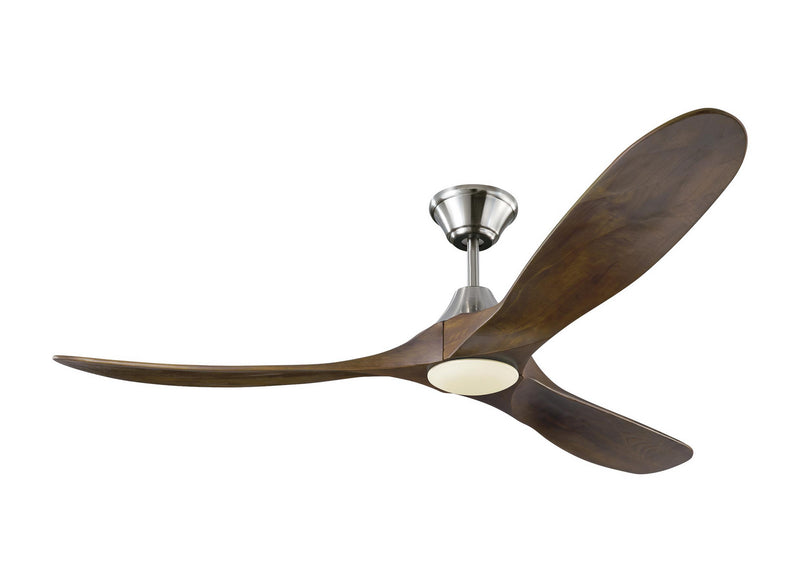 Maverick LED Ceiling Fan in Brushed Steel with Dark Walnut Blade