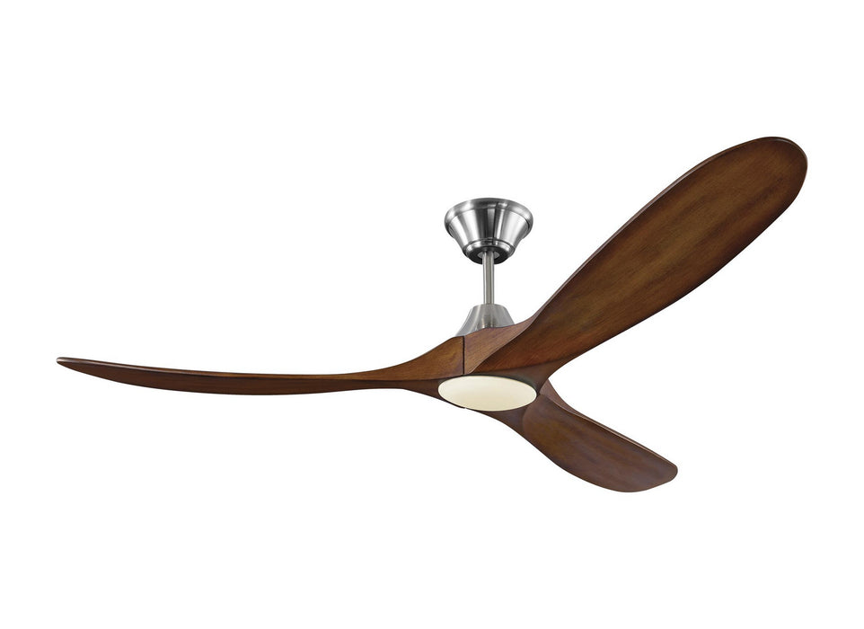 Maverick LED Ceiling Fan in Brushed Steel with Koa Blade