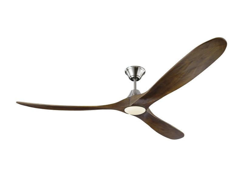Maverick Max LED Ceiling Fan in Brushed Steel with Dark Walnut Blade