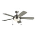 Discus Classic Ceiling Fan in Brushed Steel / Matte Opal with Silver / American Walnut Blade