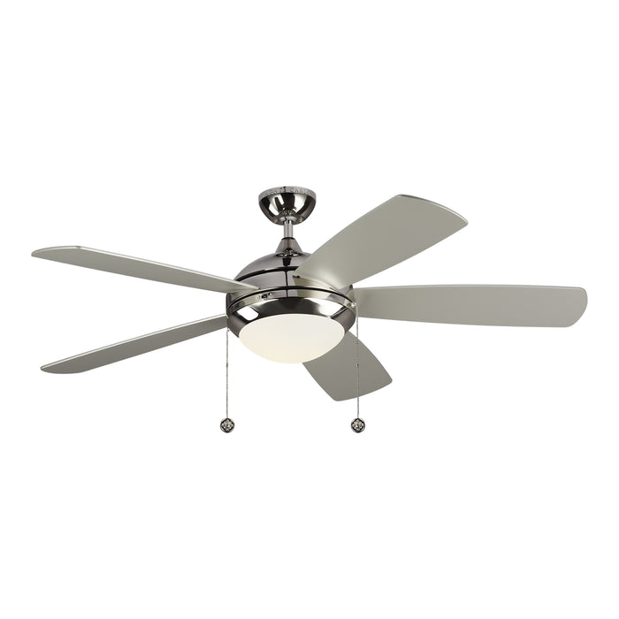 Discus Classic Ceiling Fan in Polished Nickel / Matte Opal with Silver / American Walnut Blade