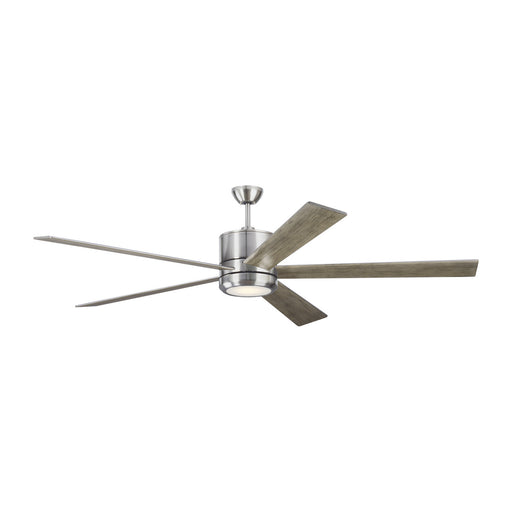 Vision 72 Ceiling Fan in Brushed Steel with Light Grey Weathered Oak / Silver Blade